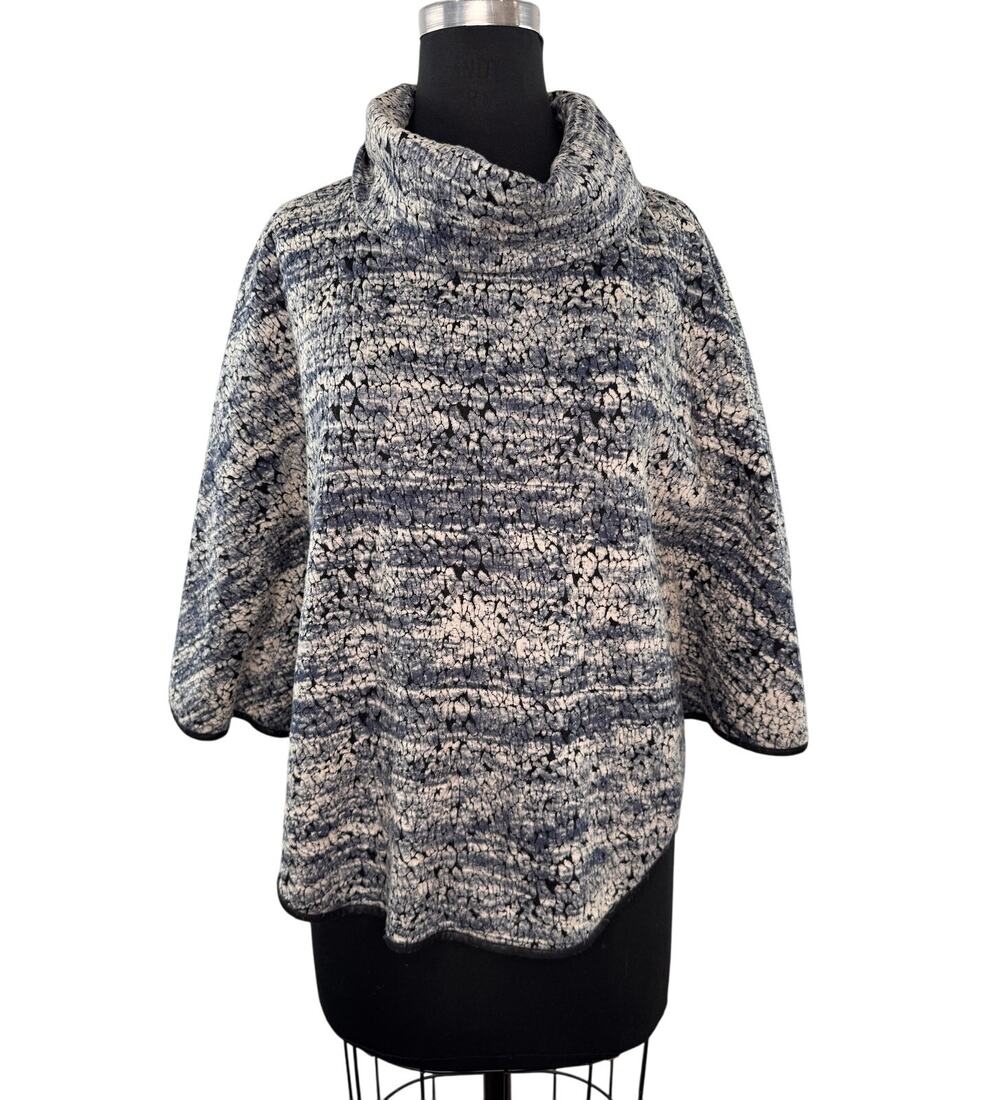 Alberto Makali Blue Gray Poncho Cotton Stretch Turtleneck Pullover Size Medium M